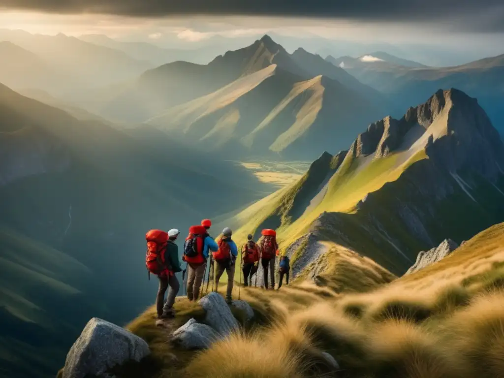 Liderazgo en situaciones de supervivencia: hikers en estrecha montaña, decisión difícil y conflictos internos