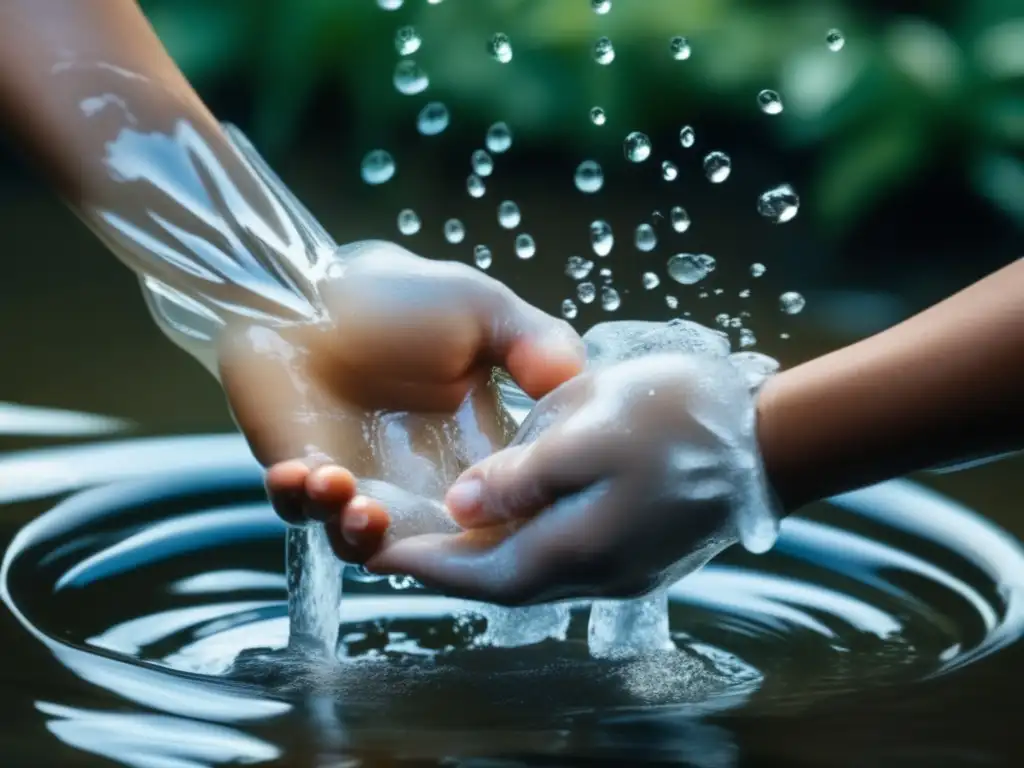 Tratamiento herida infectada primeros auxilios: Lavado de manos con agua cristalina y jabón, destacando la importancia de la higiene