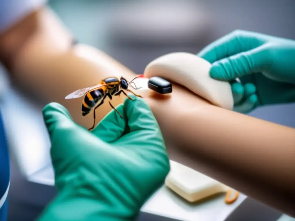 Tratamiento de emergencia para mordeduras y picaduras en ambiente médico profesional