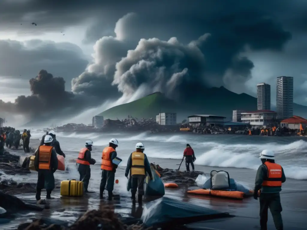 Estrategias de supervivencia en tsunamis: distribución de kits de emergencia y ayuda en una ciudad devastada por un tsunami