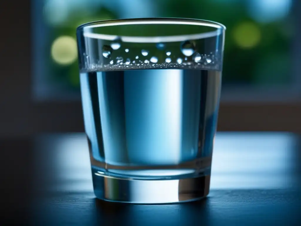 Refrescante vaso de agua cristalina, realzando la hidratación y prevención de intoxicaciones alimentarias